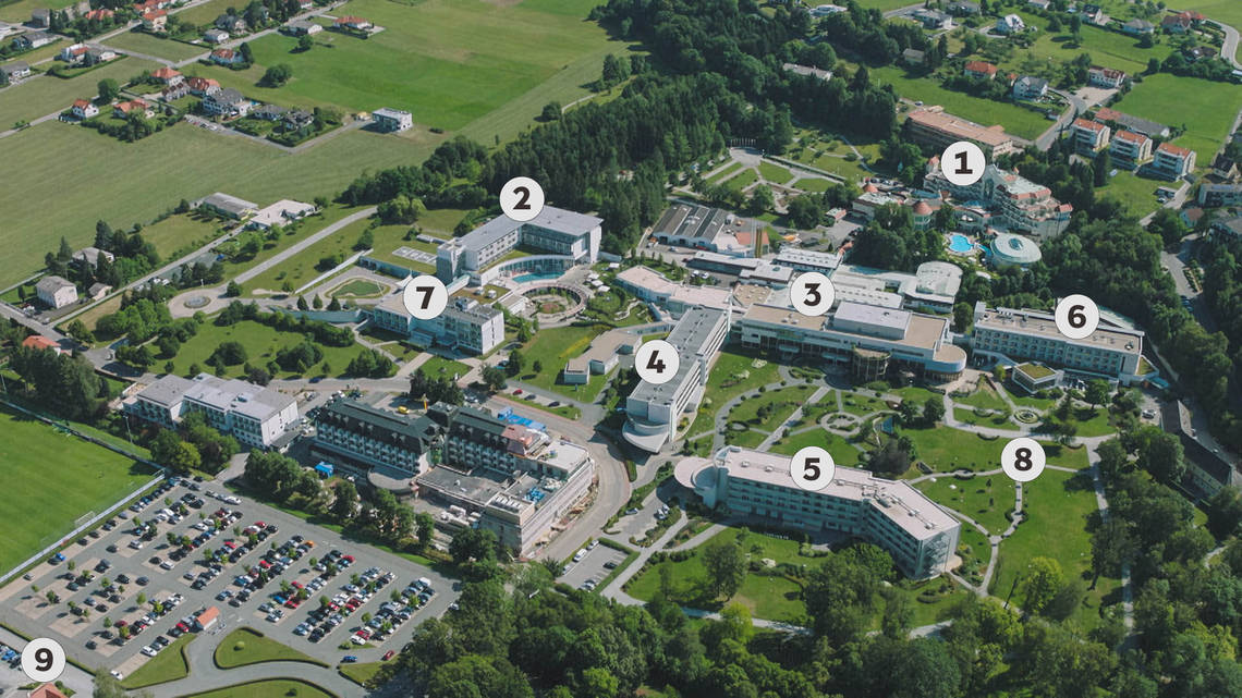 Luftaufnahme des REDUCE Gesundheitsresorts in Bad Tatzmannsdorf
